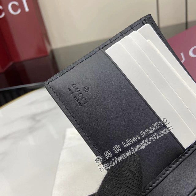 Gucci專櫃古馳最新款Emblem系列雙折錢包男士短夾錢包 jh2693型號：821201